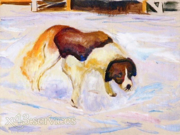 Edvard Munch - Bernhardinerhund im Schnee - St Bernard Dog in Snow